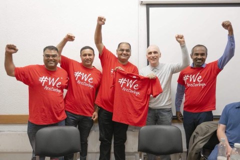Newham Momentum members with Chris Williamson MP