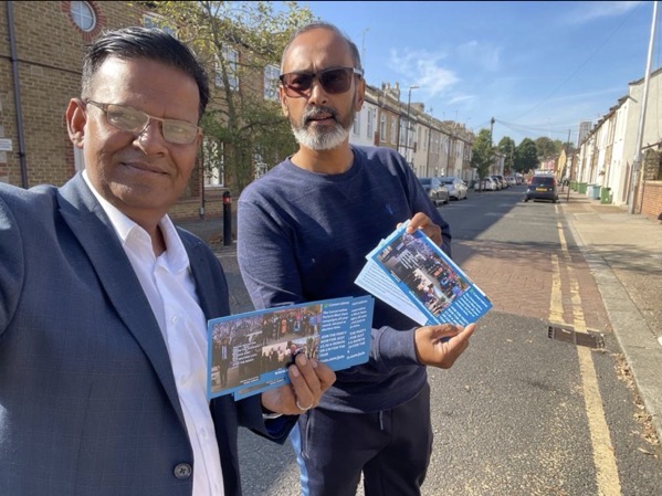 Hanif Tory canvassing.